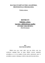 Research Papers 'Politiskie režīmi:  izpratne, salīdzināšanas analīze', 1.