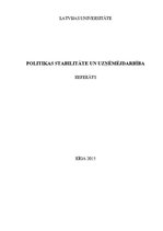 Research Papers 'Politikas stabilitāte un uzņēmējdarbība', 1.