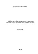Research Papers 'Dažādu kultūru darbinieku attiecības organizācijā AS "Air Baltic Corporation"', 1.