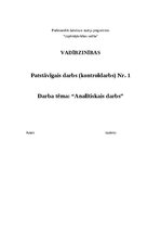 Essays 'Analītiskais darbs vadībzinībās', 1.