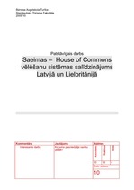 Essays 'Saeimas – House of Commons vēlēšanu sistēmas salīdzinājums Latvijā un Lielbritān', 1.