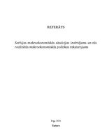 Research Papers 'Serbijas makroekonomiskās situācijas izvērtējums un tās realizētās makroekonomis', 1.