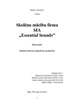 Business Plans 'SIA "Essential Sounds"', 1.