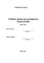 Research Papers 'Politikas zinātne par partijām un Tautas partija', 1.