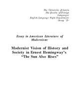 Essays 'Modernist Vision of History and Society in E.Hemingway's "The Sun Also Rises"', 1.