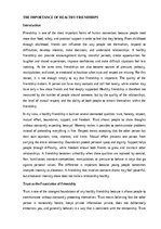Essays 'The importance of healthy friendships', 1.