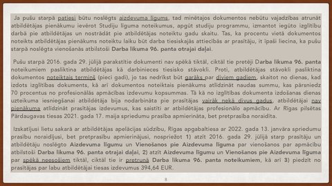 Presentations 'Vienošanās par profesionālo apmācību juridiskā kvalifikācija', 8.