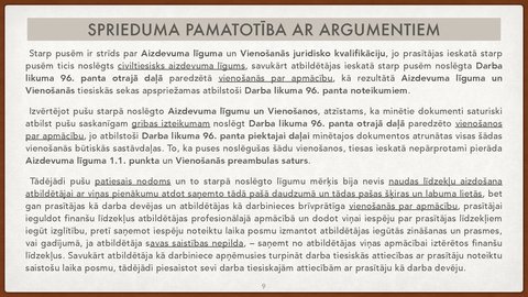 Presentations 'Vienošanās par profesionālo apmācību juridiskā kvalifikācija', 9.