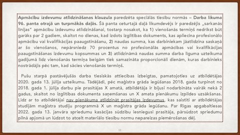 Presentations 'Vienošanās par profesionālo apmācību juridiskā kvalifikācija', 11.