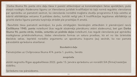 Presentations 'Vienošanās par profesionālo apmācību juridiskā kvalifikācija', 20.