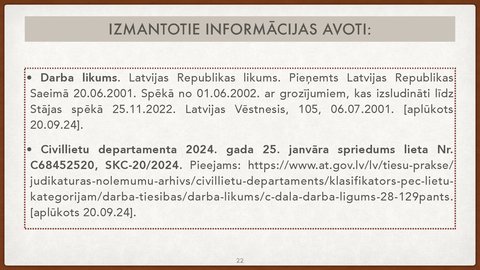 Presentations 'Vienošanās par profesionālo apmācību juridiskā kvalifikācija', 22.