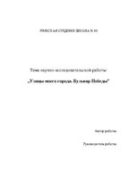 Research Papers 'Улица моего города', 1.