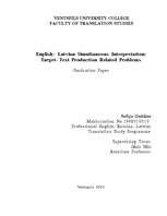 Term Papers 'English-Latvian Simultaneous Interpretation: Target Text Production Related Prob', 1.