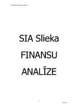 Business Plans 'SIA "Slieka" finanšu analīze', 1.