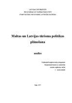 Research Papers 'Maltas un Latvijas tūrisma politikas plānošana', 1.
