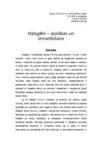 Research Papers 'Halogēni, to īpašības un izmantošana', 1.