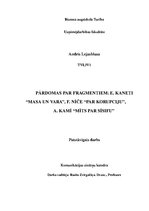 Essays 'Pārdomas par fragmentiem: E.Kaneti "Masa un vara", F.Nīče "Par korupciju", A.Kam', 1.