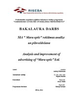 Term Papers 'SIA "Mara optic" reklāmas analīze un pilnveidošana', 1.