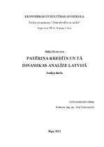 Research Papers 'Patēriņa kredīts un tā dinamikas analīze Latvijā', 1.