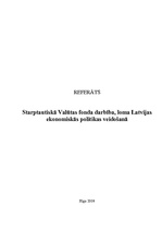 Research Papers 'Starptautiskā Valūtas fonda darbība, loma Latvijas ekonomiskās politikas veidoša', 1.