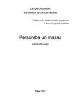 Research Papers 'Personība un masas', 1.