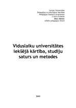 Research Papers 'Viduslaiku universitātes iekšējā kārtība, studiju saturs un metodes', 1.