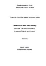 Summaries, Notes 'The Structure of the Hotel Industry from Book "The Business of Hotels"', 1.