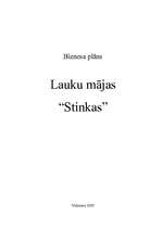 Business Plans 'Lauku mājas "Stinkas"', 1.