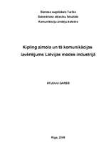 Research Papers '"Kipling" zīmola un tā komunikācijas izvērtējums Latvijas modes industrijā', 1.
