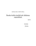 Research Papers 'Paražu tiesību institūti pēc folkloras materiāliem', 1.