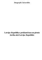 Research Papers 'Latvijas Republikas proklamēšana un pirmie tiesību akti Latvijas Republikā', 1.