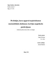 Research Papers 'Profesijas, kurās nepieciešamas matemātikas zināšanas. Latvijas augstskolu piedā', 1.
