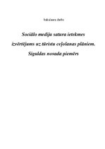 Term Papers 'Sociālo mediju satura ietekmes izvērtējums uz tūristu ceļošanas plāniem. Sigulda', 1.