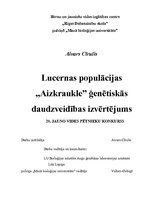 Research Papers 'Lucernas populācijas "Aizkraukle" ģenētiskās daudzveidības izvērtējums', 1.