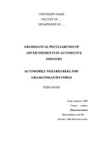 Research Papers 'Grmmatical Aspects of Automobile Advertisements', 1.
