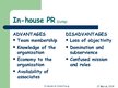 Presentations 'Comparing Advantages and Disadvantages of in-house PR Departments and Outside Co', 3.