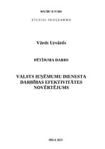 Research Papers 'Valsts ieņēmumu dienesta darbības efektivitātes novērtējums', 1.