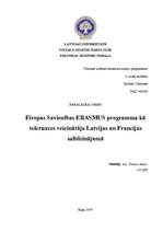 Term Papers 'Eiropas Savienības Erasmus programma kā tolerances veicinātāja Latvijas un Franc', 1.