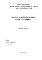 Research Papers 'Investīcijas akciju vērtspapīros, to riski un ienesīgums', 1.