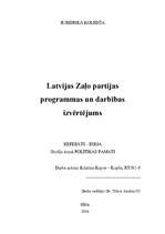 Summaries, Notes 'Latvijas Zaļo partijas programmas un darbības izvērtējums', 1.