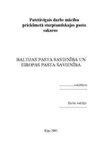 Research Papers 'Baltijas Pasta Savienība un Eiropas Pasta Savienība', 1.