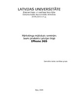 Research Papers 'Jauns produkts Latvijas tirgū "iPhone 3GS"', 1.