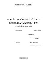 Research Papers 'Paražu tiesību institūti pēc folkloras materiāliem', 1.