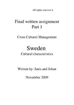Summaries, Notes 'Sweden Cultural Characteristics', 1.
