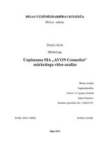 Research Papers 'Uzņēmuma SIA "Avon Cosmetics" mārketinga vides analīze', 1.