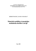 Research Papers 'Monetārās politikas transmisijas mehānisma darbība Latvijā', 1.