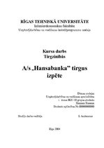 Research Papers 'AS "Hansabanka" tirgus izpēte', 1.