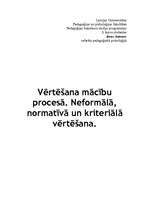 Research Papers 'Vērtēšana mācību procesā. Neformālā, normatīvā un kriteriālā vērtēšana', 1.
