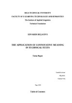Research Papers 'The Application of Connotative Meaning in Technical Texts', 1.