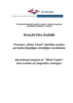 Term Papers 'Viesnīcas "Hotel Vantis" darbības analīze un konkurētspējīgas stratēģijas izveid', 1.